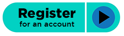 A teal button says: Register for an account.